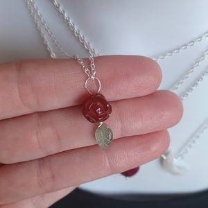 Crystal Rose & 925 SS Necklace